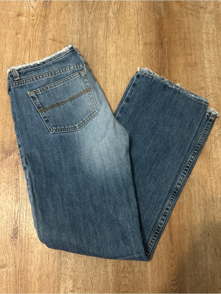 Express Women's Blue Wide-Leg Frayed Hem Jeans